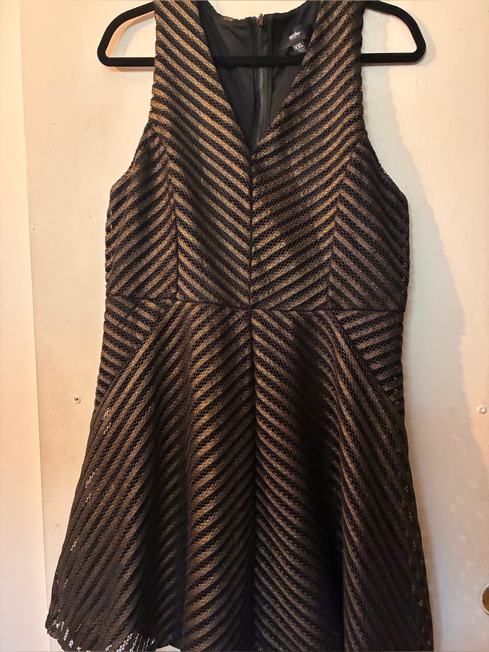 Mossimo Supply Co. Black and Gold Fit-and-Flare Dress